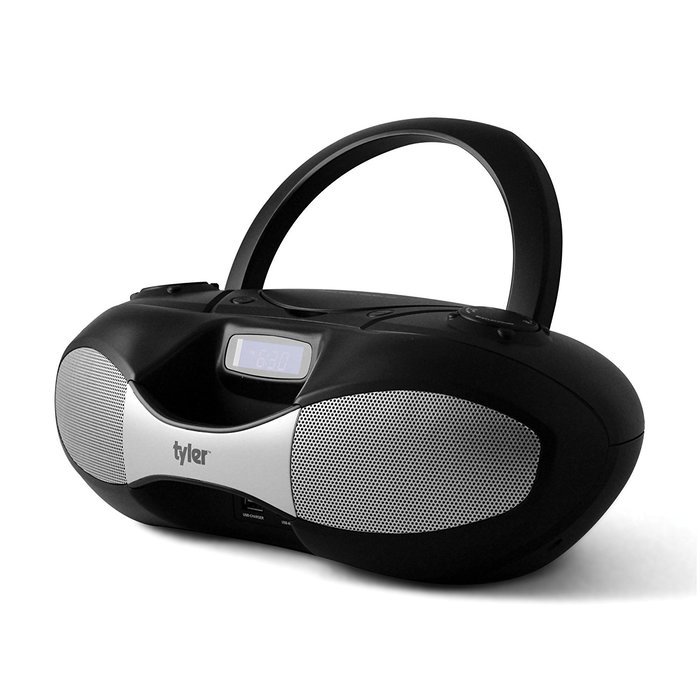 Tyler Portable Sport Stereo MP3/CD Boombox Player TAU104-BK with USB Charging Port for Phones and Tablets, USB... N2