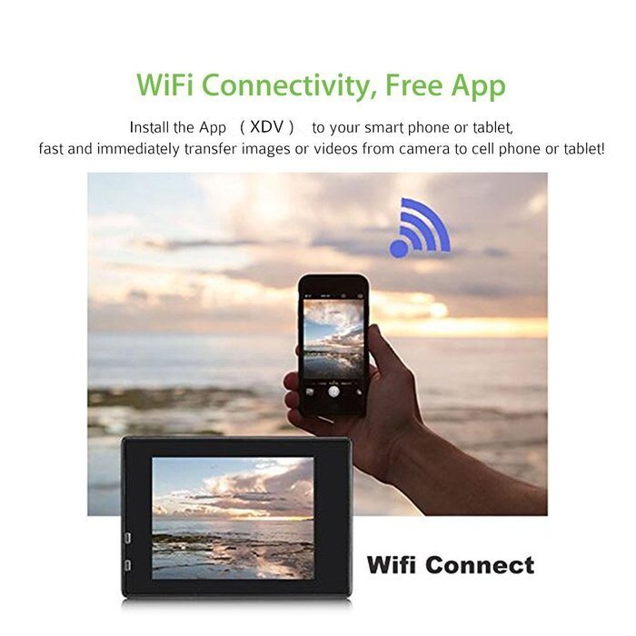 ZD App Wifi Sport Camera For Diving,Skiing,Cycling Camcorders HD1080P 60fps,Mountable Helmet/Bike Camera,With... N2
