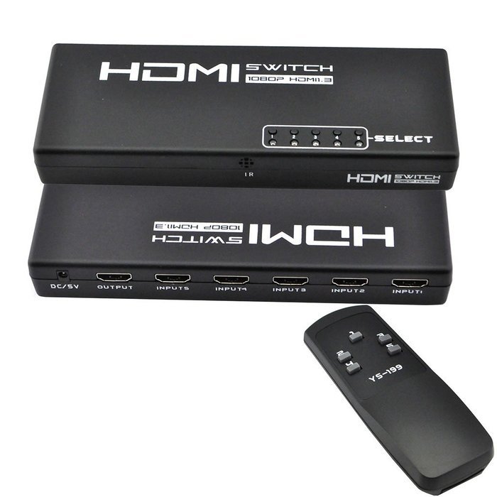 iKKEGOL 5 Port 1 x 5 HDMI Switch Switcher Selector Splitter Hub for HDTV PS3 w/IR Remote N6
