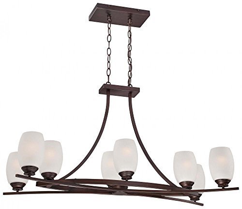 Minka Lavery 4958-267B 8 Light Island Light in Dark Brushed Bronze Finish w/Etched White Seeded Glass by Minka...