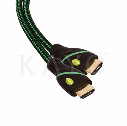 KAYO Hi-Speed HDMI1.4 Cable 30 FT -PACK of 2 / GREEN, BLACK Sleeve/ Supports Ethernet,3D,4K & Audio Return