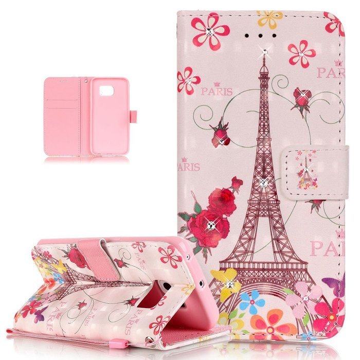 Galaxy S6 Edge Case,Galaxy S6 Edge Cover,ikasus Shiny Glitter Diamond Colorful Art Painting PU Leather Flip Wallet... N11