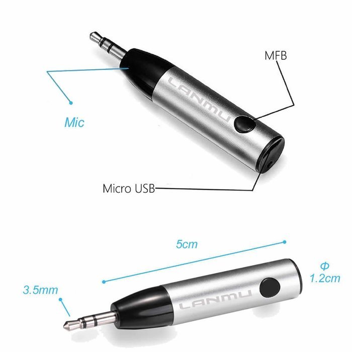 LANMU Audio Aux 3.5mm Mini Bullet Bluetooth ,Bluetooth Receiver,Bluetooth Adapter,Hands-Free Car Kits,Bluetooth...