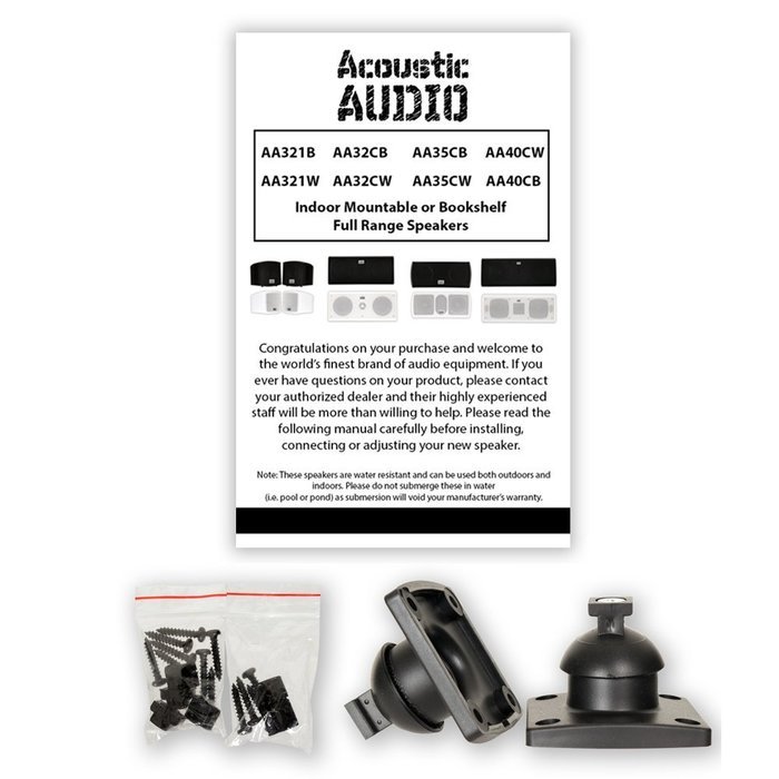 Acoustic Audio AA321B Mountable Indoor Black Speakers 600 Watts 3 Piece Set AA321B-3S N3
