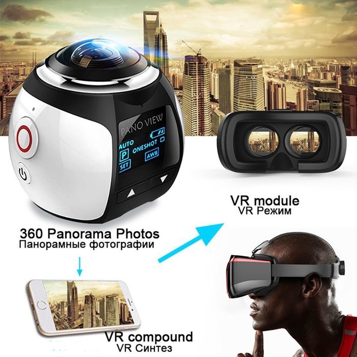 SEREE S1 Action Camera Camcorder 4K 360 Degrees Wifi Mini Ultra HD Panorama Sport Driving VR Camera Waterproof... N19