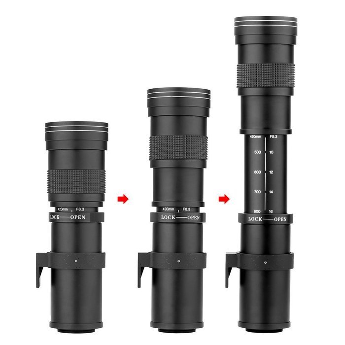 Andoer 420-800mm F/8.3-16 HD Super Telephoto Manual Zoom Lens for Canon Nikon Minolta Sony Pentax Olympus DSLR... N3