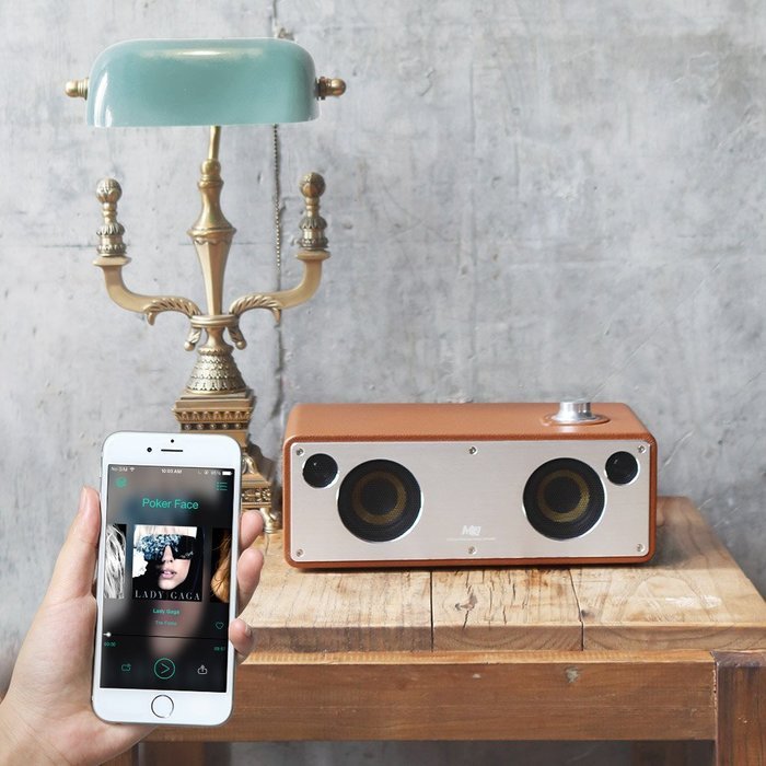 GGMM M3 Retro Wi-Fi/Bluetooth Stereo Wireless Leather Speaker | Featuring 40W Output, Multi-Room Play, Airplay... N3