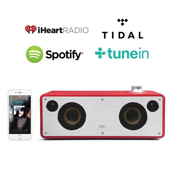 GGMM M3 Retro Wi-Fi/Bluetooth Stereo Wireless Leather Speaker | Featuring 40W Output, Multi-Room Play, Airplay... N4