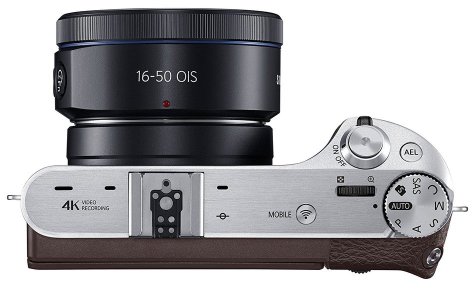Samsung NX500 28 MP Wireless Smart Mirrorless Digital Camera with 16-50mm Power Zoom Lens (Brown) N35