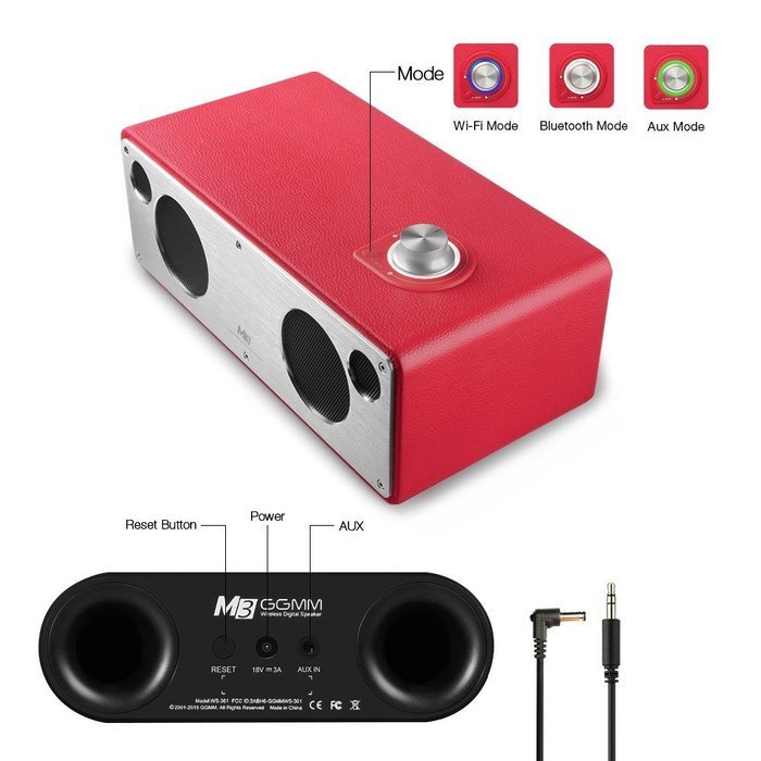 GGMM M3 Retro Wi-Fi/Bluetooth Stereo Wireless Leather Speaker | Featuring 40W Output, Multi-Room Play, Airplay... N5