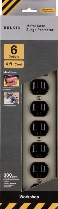 Belkin 6-Outlet Metal Power Strip Surge Protector with 8-Foot Power Cord, 700 Joules (F9D601sp08-DP)