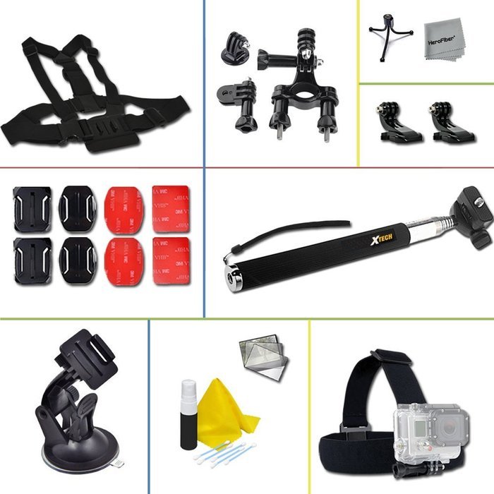 Xtech&reg; 30 Piece Accessory Kit for GoPro HERO4 Hero 4, GoPro Hero3+ Hero 3+, GoPro Hero3 Hero 3, GoPro Hero2 Hero...