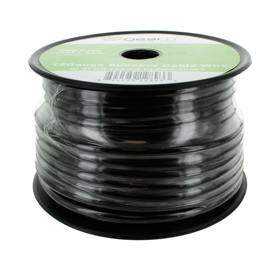 GearIT Pro 12AWG Gauge Speaker Wire, 100 Feet(30.48M), Clear N9
