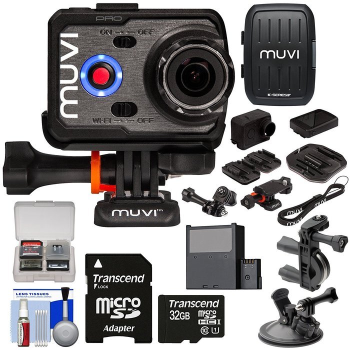 Veho MUVI K2 PRO Wi-Fi 4K HD Action Video Camera Camcorder with Handlebar & Suction Cup Mounts, LCD Display, &...