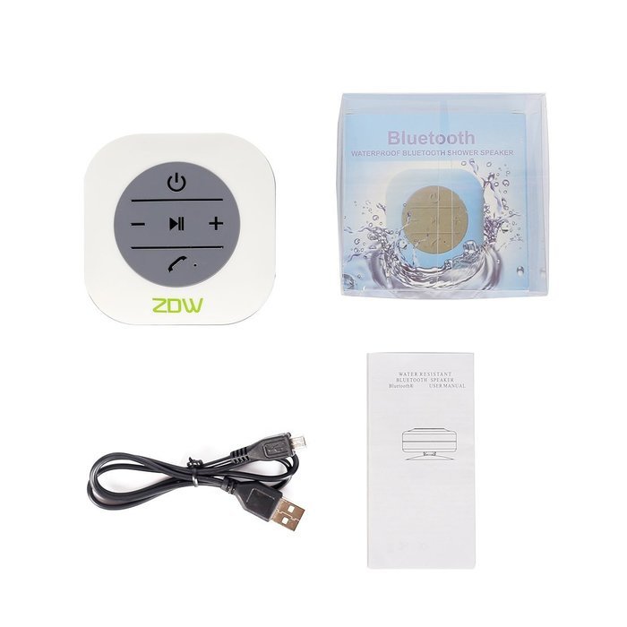 ZDW Wireless Bluetooth 3.0 Waterproof Outdoor & Shower Speaker with 3W Speaker/Suction Cup/Mic/Hands-Free Speakerphone...