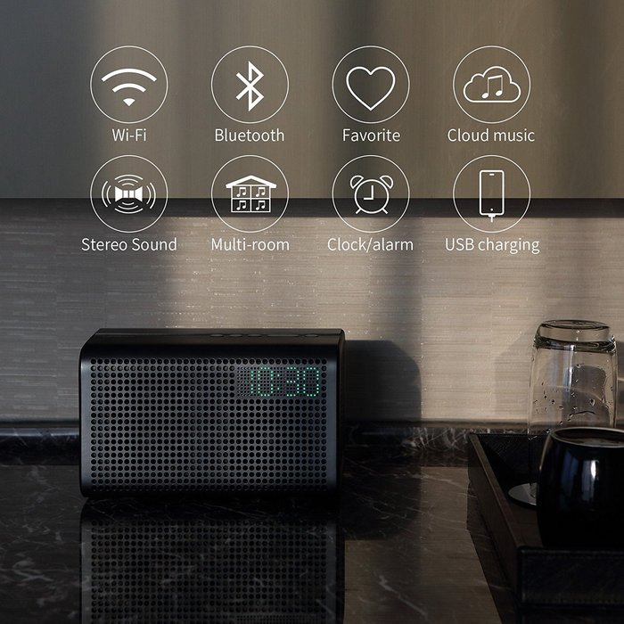 GGMM E3 Wireless WiFi/ Bluetooth Speaker with LED Alarm Clock & Smart USB Charging port, Featuring Airplay, DLNA... N7