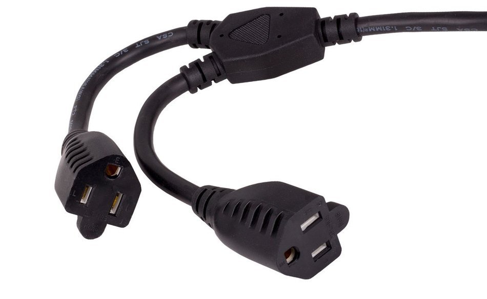 Cable Leader Power Cord Splitter Cable For 2 NEMA 5-15R to 1 NEMA 5-15P (14 inches / 14 AWG) N3