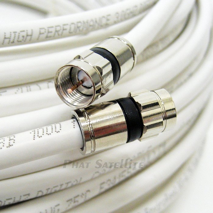 100ft WHITE Perfect Vision Solid Copper UL CM CL2 rated for in wall installation 3ghz 75 Ohm Coaxial Rg6 Directv...
