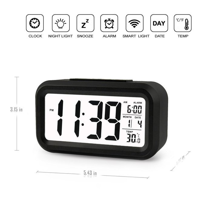 Digital Clock Morning Clock Low Light Sensor Technology Light On Backligt When Detect Low Light Soft Light That... N5