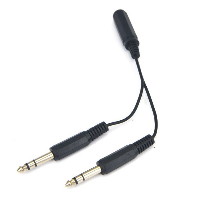 0.6 Feet 6.5mm Female Jack to Dual 6.5mm Male Plug Audio Stereo Connector Splitter Adapter Cable N3