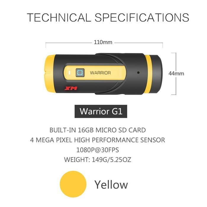 XM Sports HD 1080P Action Camera H.265 Built-in Wi-Fi Camcorder With 3400mAh Lithium-ion Battery & 16GB Micro...
