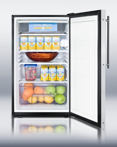 Summit CM421BLFRADA: ADA compliant 20" wide freestanding refrigerator-freezer with a lock, custom door for slide-in... N4