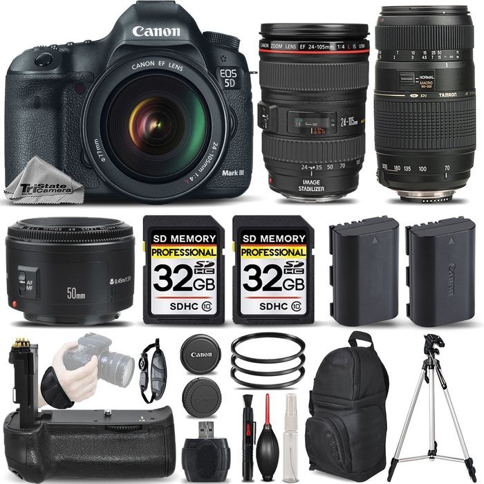 Canon EOS 5D Mark III DSLR + Canon 24-105mm f/4L IS USM Lens + Canon 50mm 1.8 II Lens + Tamron 70-300mm Lens+...