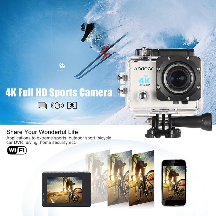 Andoer 2" Ultra-HD LCD 4K 25FPS 1080P 60FPS Wifi Cam FPV Video Output 16MP Action Camera 170&deg;Wide-Angle Lens with... N18