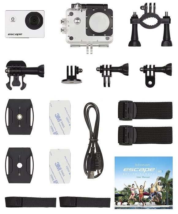 Kitvision Escape HD5 Waterproof HD 720p Action Camera with Mounting Accessories and Diving Case - Black N2
