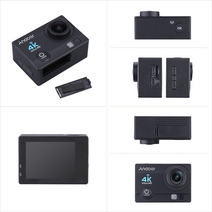 Andoer 2" Ultra-HD LCD 4K 25FPS 1080P 60FPS Wifi Cam FPV Video Output 16MP Action Camera 170&deg;Wide-Angle Lens with... N19
