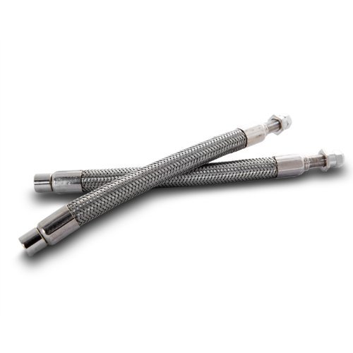 Pacific Dualies 18000 7 Inch Braided Stainless Steel Valve Stem Extension System - Set of 2 N4