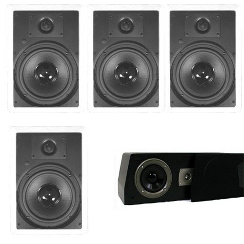 Theater Solutions 5.1 Home Theater 8" In Wall Speakers with Center 10" Powered Sub and More TS80WC51SET4 N2
