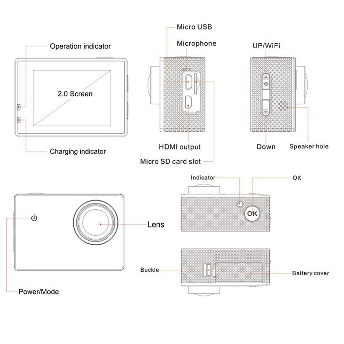 niceEshop(TM) 4K HD Wifi Action Camera 2.0 Inch 170 Degree Wide Angle Lens Action Camera WIFI 4k Waterproof Sports... N39