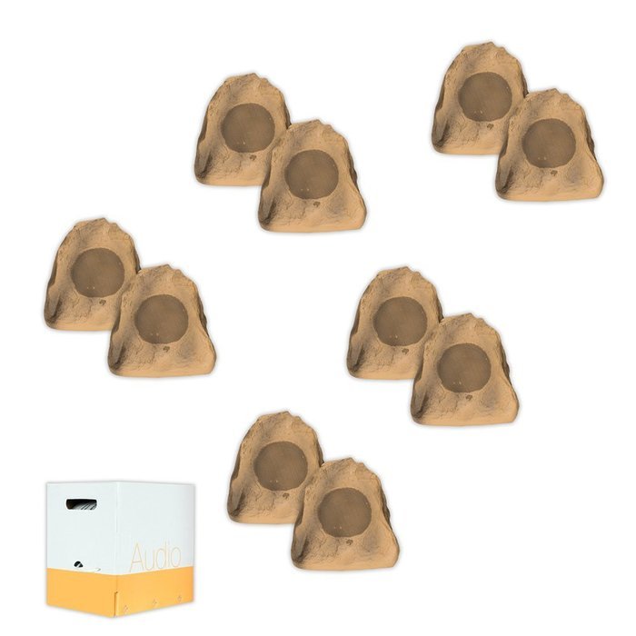 Acoustic Audio B4RS Sandstone Rock Speakers 5 Pair Pack and Wire Outdoor Weatherproof