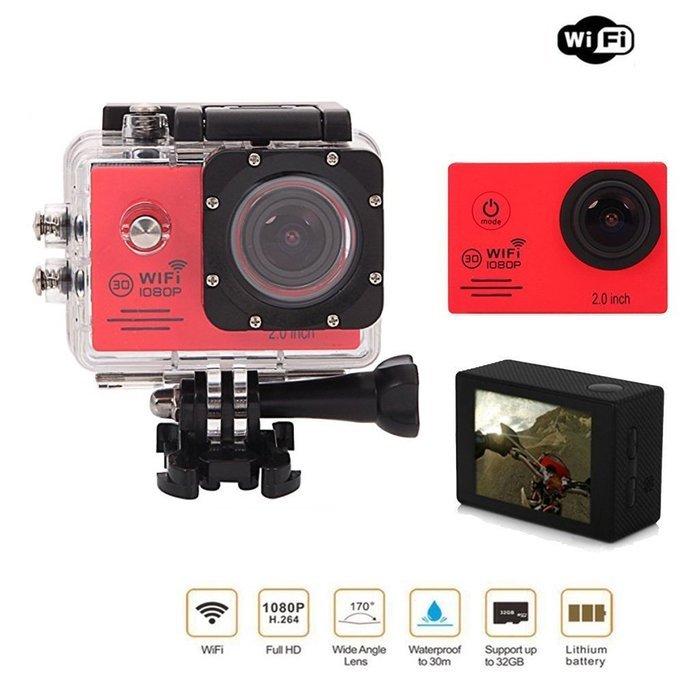 WONFAST Waterproof Novatek 96655 Solution WIFI 2.0"LCD 1080P HD 30Meter Underwater Diving Sports Action Video... N24