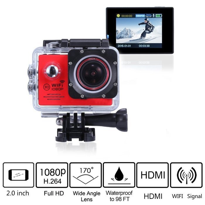 WONFAST Waterproof Novatek 96655 Solution WIFI 2.0"LCD 1080P HD 30Meter Underwater Diving Sports Action Video... N26