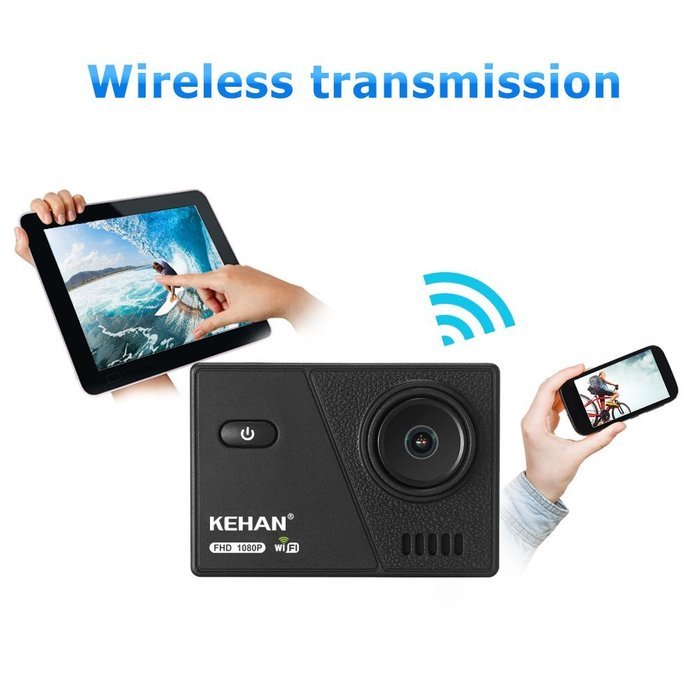 KEHAN C70 Full HD 1080P Mini Wi-Fi Action Camera 2.0" Screen 170 Degree Wide Lens Time-Lapse/Loop Recording/ Slow-Motion