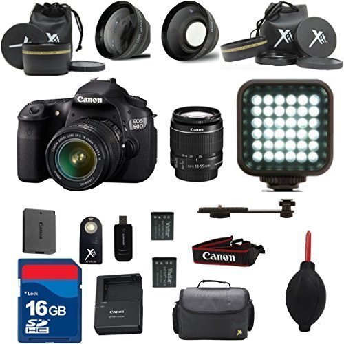 Canon EOS 60D DSLR Camera Body 18-55mm IS II Standard Lens Al&rsquo;s Variety Premium Bundle with + Rechargeable LED...