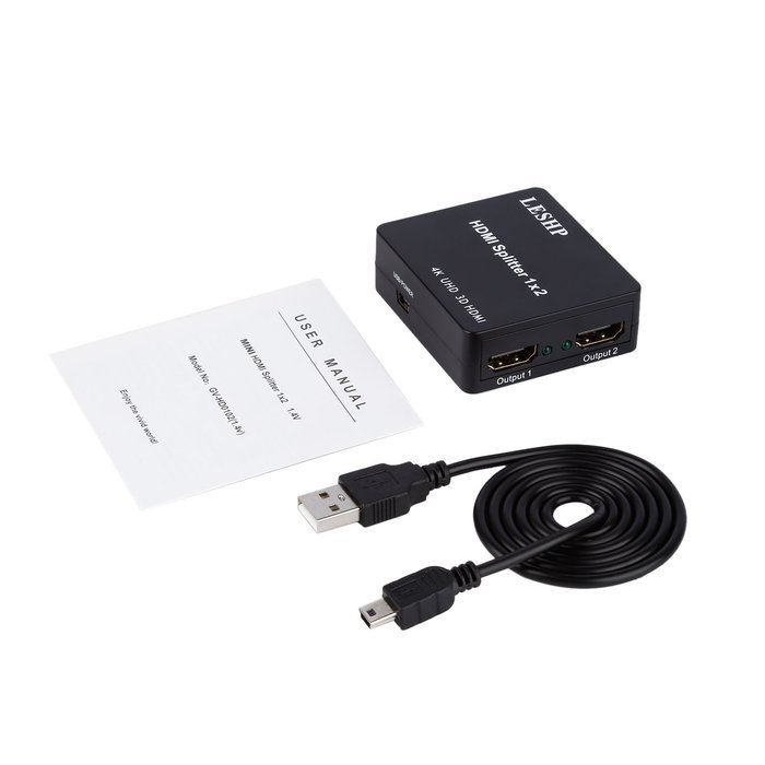 HDMI Splitter, LESHP Ultra HD 4K x 2K 1x2 HDMI Switch Switcher Amplifier Ver 1.4 Certified For 3D 1080P HD HDTV...