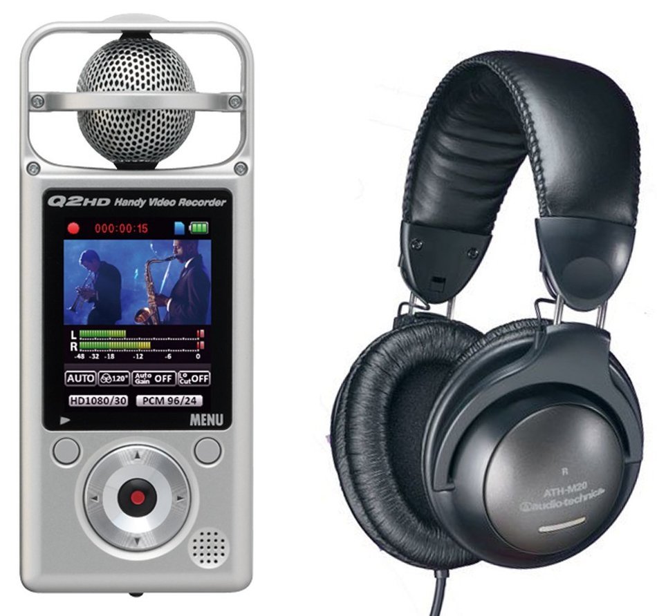 Zoom Q2HD Handy Video Recorder w/ Audio-Technica ATH-M20 Headphones