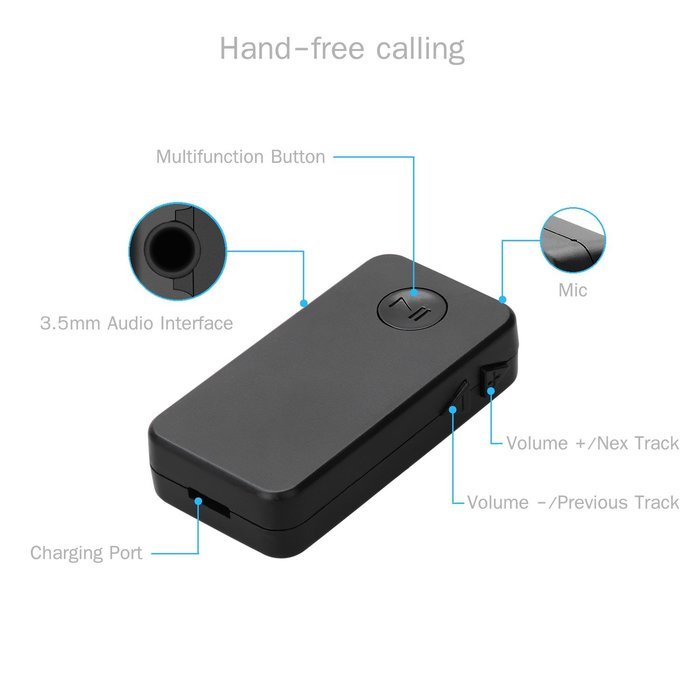 Bluetooth Receiver, Paratron Mini Portable Bluetooth 3.0 A2DP Hand-free Adapter for Home Audio Music Streaming...