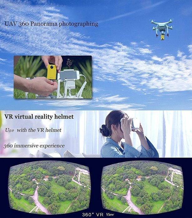 Morjava 3D VR Panoramic 360 Camera Eyesir Mini 2K Resolution Panoramic Video Camera 1920960@30fps Sports and Action... N17