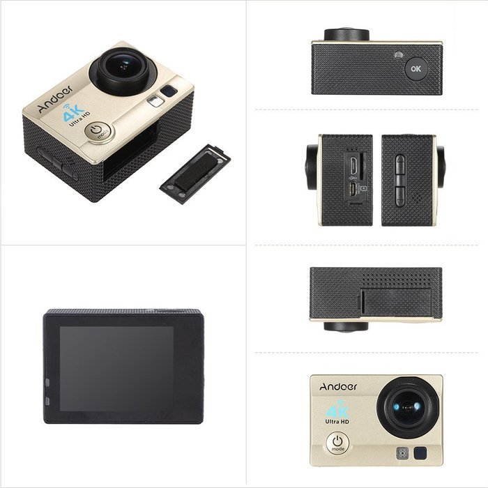 Andoer 2" Ultra-HD LCD 4K 25FPS 1080P 60FPS Wifi Cam FPV Video Output 16MP Action Camera 170&deg;Wide-Angle Lens with... N27