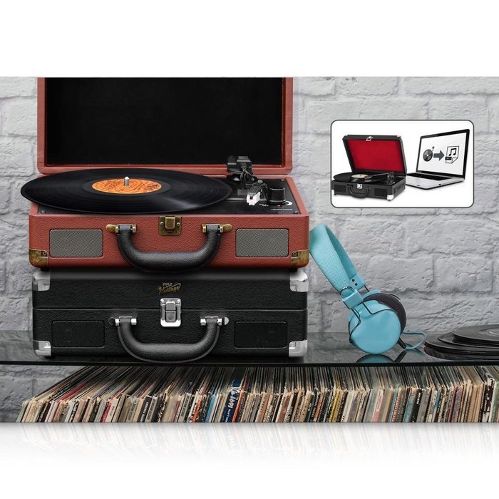 Pyle Bluetooth Speakers Turntable,Brown (PVTTBT9BR)
