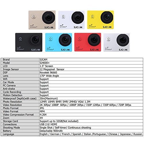 Sjcam Sj4000+ Plus Wifi Action Sports Camera Novatek 96660 2k Helmet Camcorder Riding Recorder Mini Dv N6