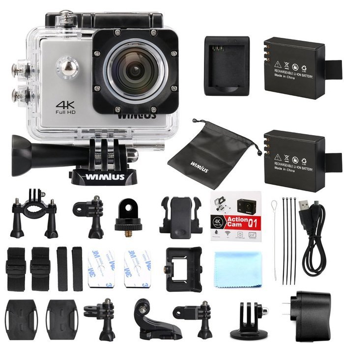 WiMiUS Q1 4K Wifi 131ft Waterproof Dash Camera With 16 MP,170&deg; Wide Angle, 2.0'' LCD Screen+20 All In One Kit... N5