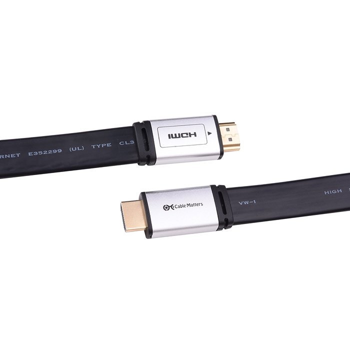 Cable Matters CL3 Rated (In-Wall Installation) Flat High Speed HDMI Cable with Ethernet 50 Feet - 3D and 4K Resolution... N5