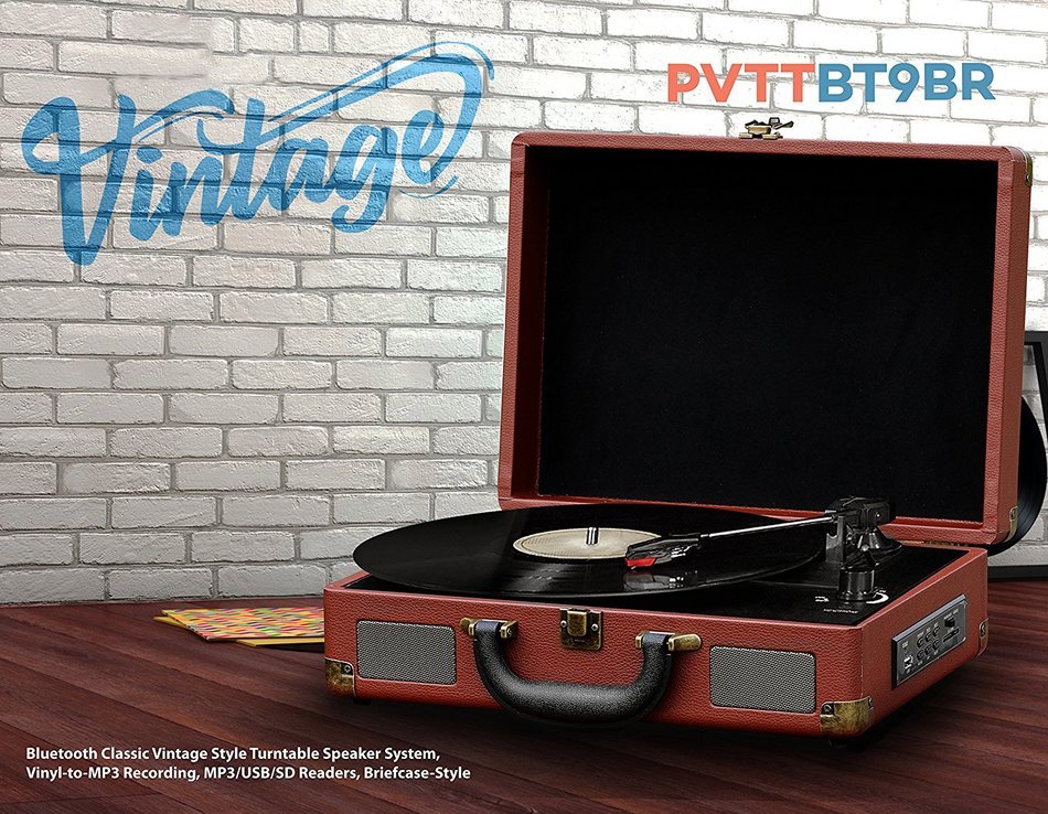Pyle Bluetooth Speakers Turntable,Brown (PVTTBT9BR) N2