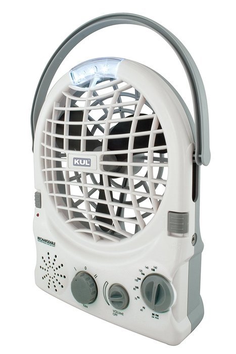 KUL White AM/FM Radio Fan, 6-Inch, 2-Speed