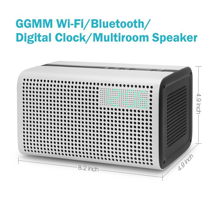 GGMM E3 Wireless WiFi/ Bluetooth Speaker with LED Alarm Clock & Smart USB Charging port, Featuring Airplay, DLNA... N13